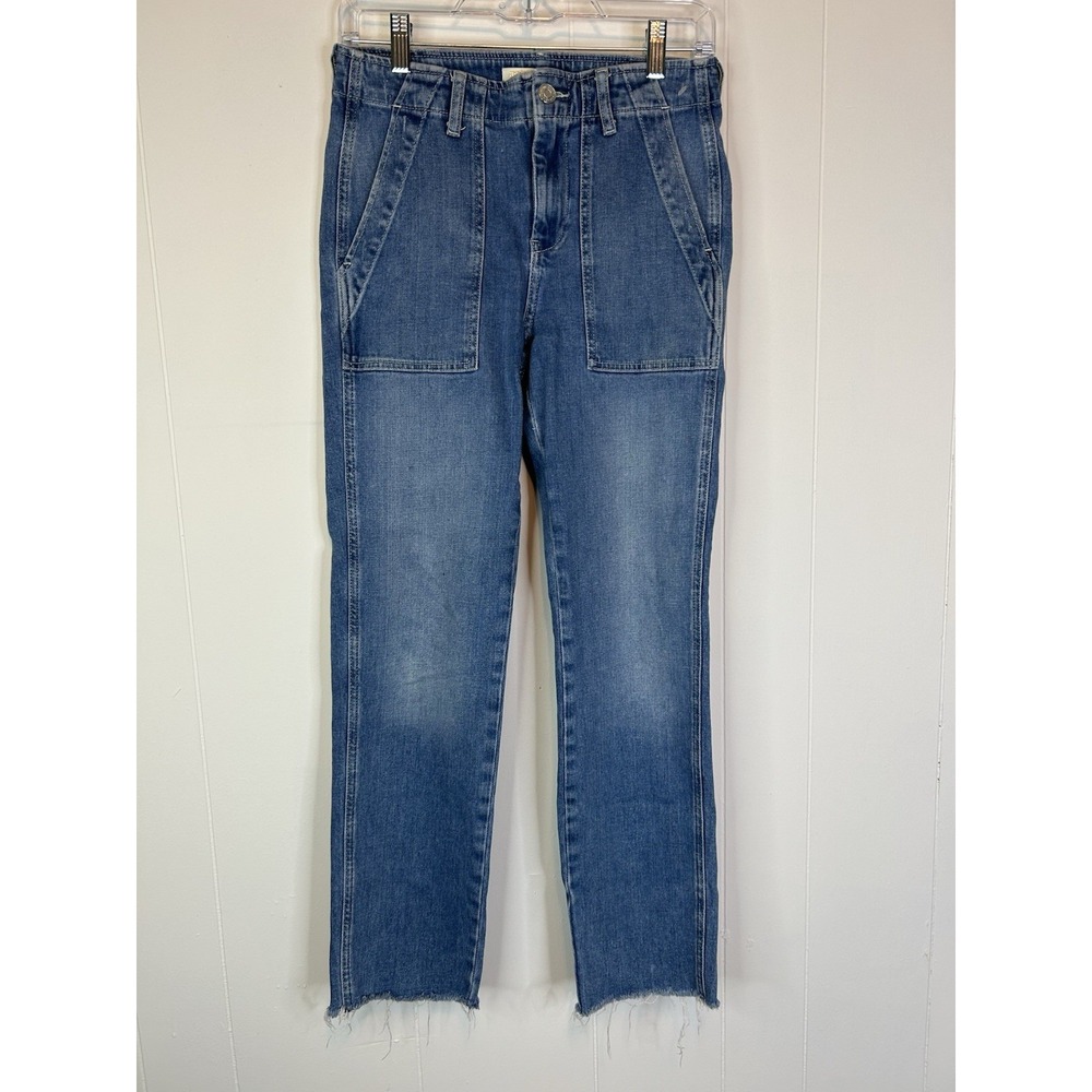 Maje Women's Size 36 /US 4 Straight Leg Jeans Raw Hem Blue 174